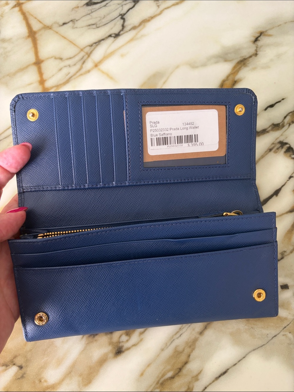 NWT PRADA Saffiano Continental Wallet Blue - Picture 6 of 7